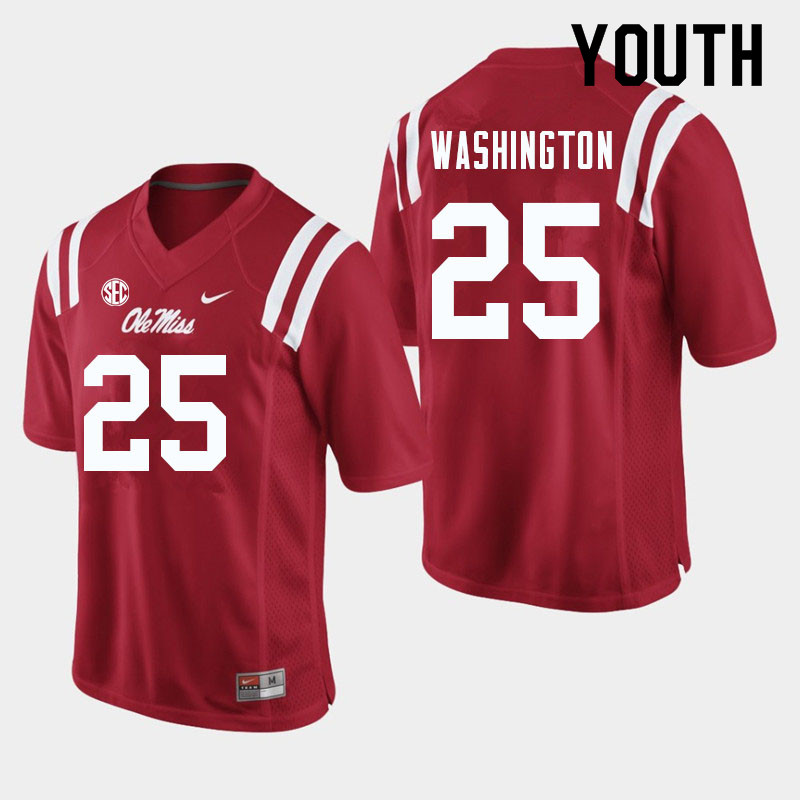 Youth #25 Trey Washington Ole Miss Rebels College Football Jerseys Sale-Red